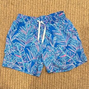 Chubbies Blue Tropical Leaf Swim Shorts